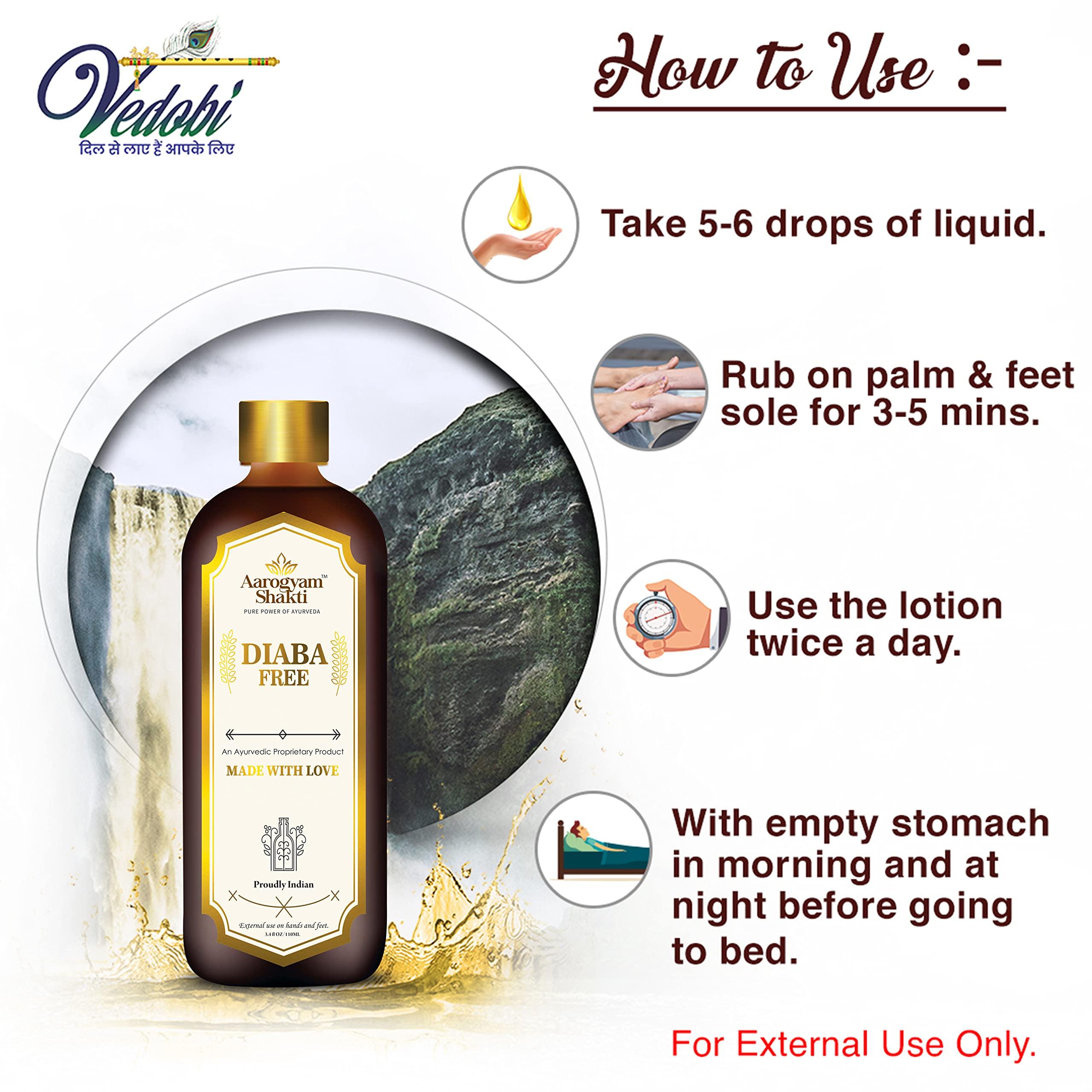 Vedobi Diaba free (110ml+110ml) Combo Pack | 100% Ayurvedic | Diabetes Medicine for External Use