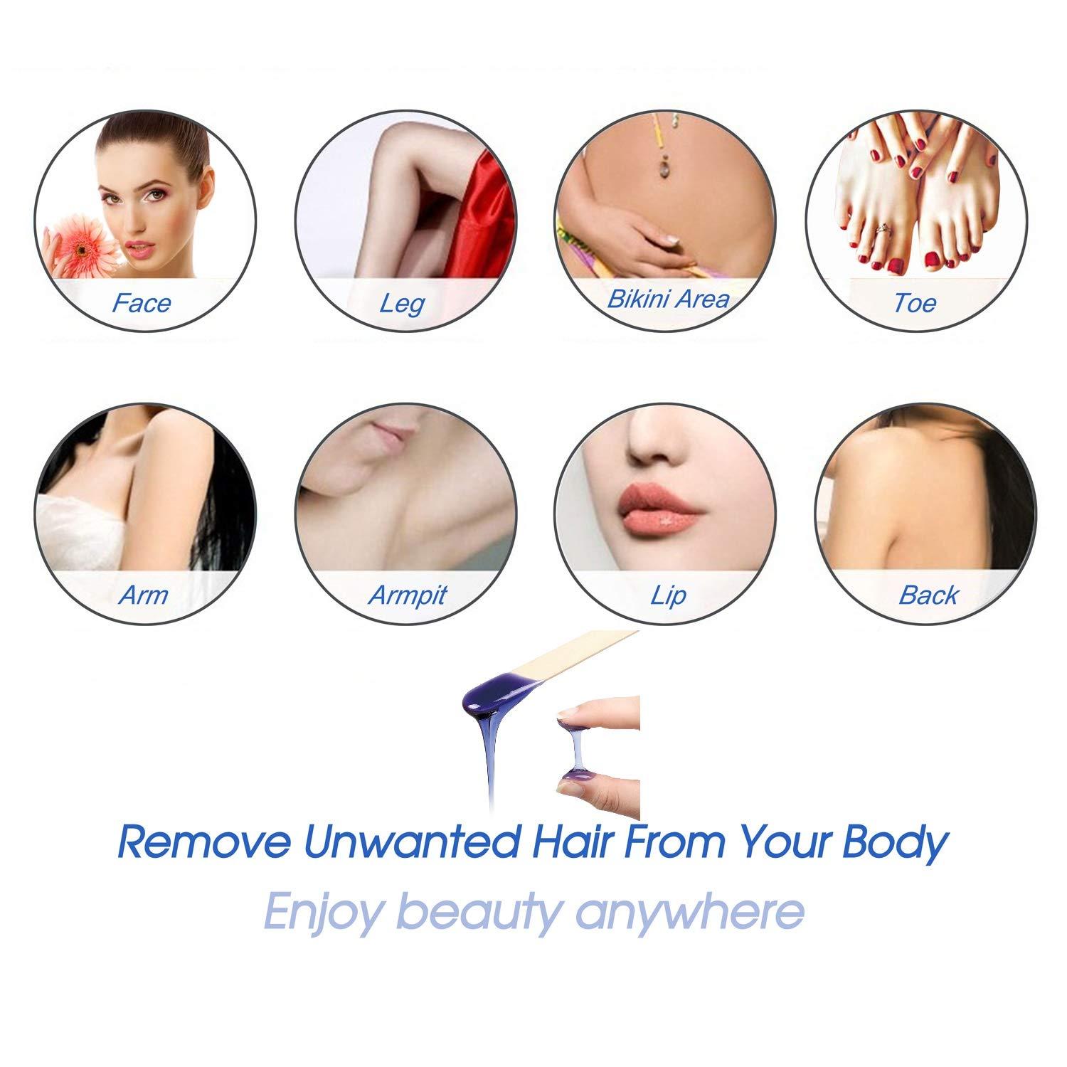 Yovanpur Yovanpur Women Hair Removal Hard Wax Beans Hard Body Wax Beans For Facial Arm Legs 300G/Bag With 10Pcs Wax Spatulas (Lavender)