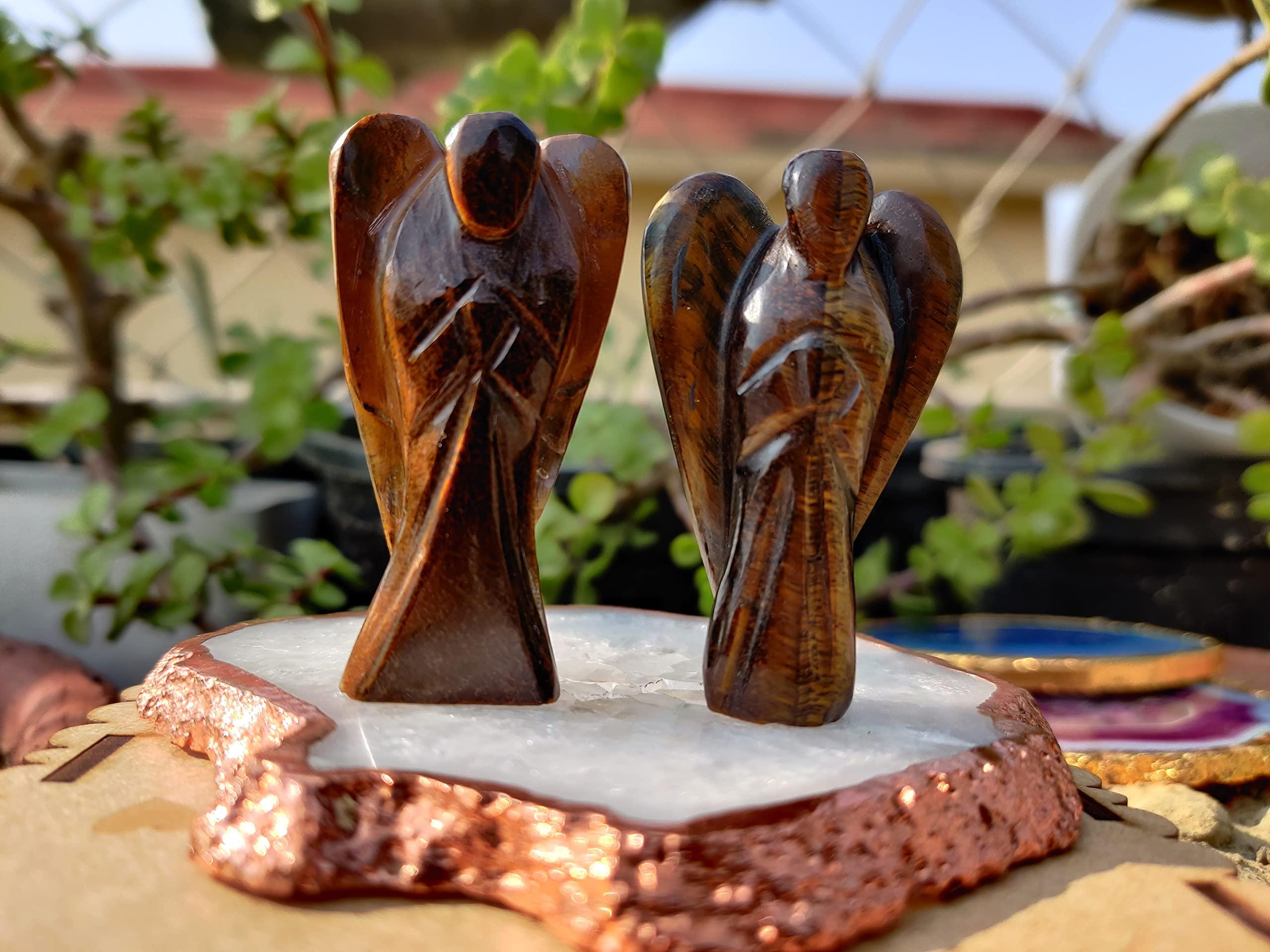 Wonder Care Wonder Care Pocket Guardian Angel Crystal Natural Gemstone Reiki Healing Energy Carved Statue Figurines, Chakra Balancing, Meditation, Aesthetic (1.5\"-2.0\") (Pack of 2)