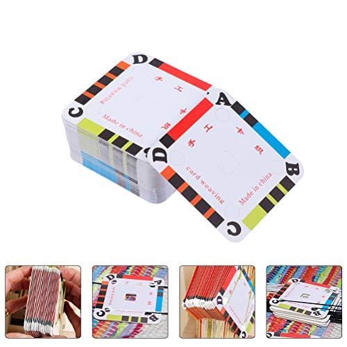 HEALLILY 200Pcs DIY Weaving Cards Paper Loom Cards Tablet Loom Weaving Supplies