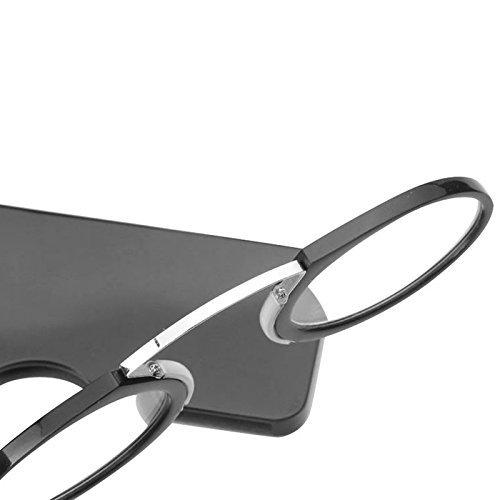 AEC ID Globus Go Everywhere Pince Nez Style Nose Resting Pinching Portable Reading Glasses With No Temple Arms Readers (+2.25, Black)