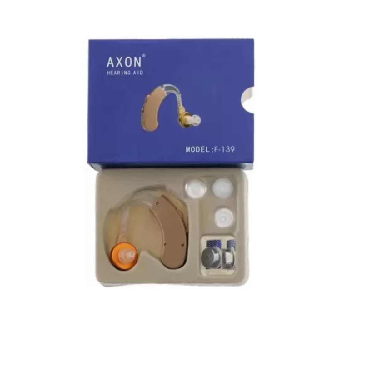 Aika AA Super Axon Hearing Aid with 3 Month Warranty and Free Special Power Kit Worth 499/- BTE Model Hearing Amplifier all Age Hearing Loss Ear (1 Pcs, Model-F-139m, Beige Color, For Single Ear)