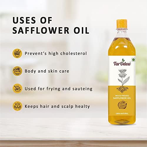 Tarodew Tarodew Wood Pressed Safflower Oil | Chemical Free | Kacchi Ghani Oil | Natural Cold Pressed Oil for Cooking (500 ml)