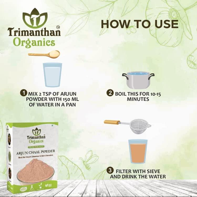 TRIMANTHAN ORGANICS TRIMANTHAN ORGANICS Pure Arjun Ki Chaal Powder (250 GM) - Triple-Filtered Terminalia Arjuna Bark for Cardiovascular Support & Cholesterol Management (Pack Of 1)