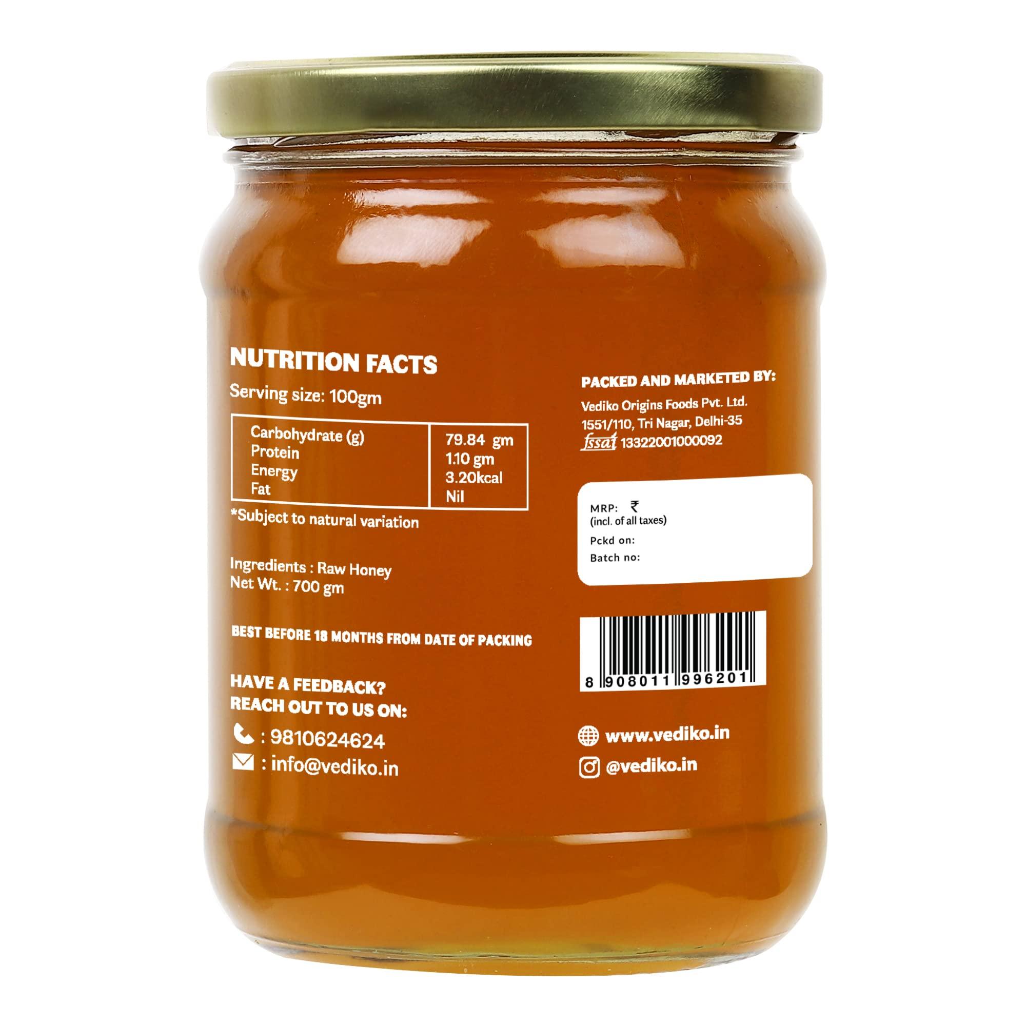 Vediko Origins Vediko Organic Farm Fresh Raw Jamun Honey (700GM) 100% Pure & Natural Unprocessed Single Origin Original Honey from Jamun Farms | Rich in Antioxidants | Chemical Free, No Sugar, No Adulteration