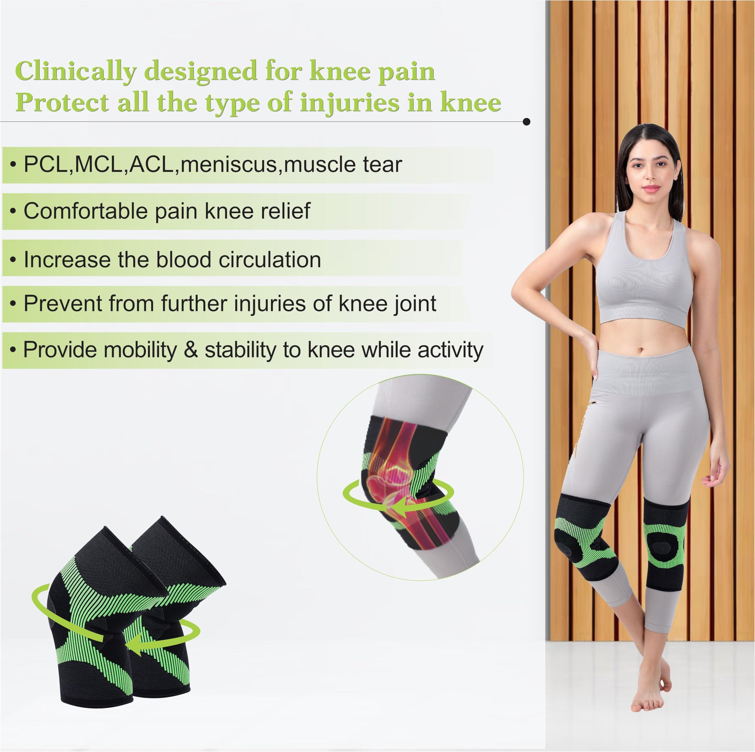 Comfo Smart Comfo Smart 3D Knee Support For Pain Relief | Knee Brace For Men & Women | Knee Support For Gym | Inner Cotton Lining for Skin Comfort | 4-Way Stretch-RA5601.FS (Black & Red)