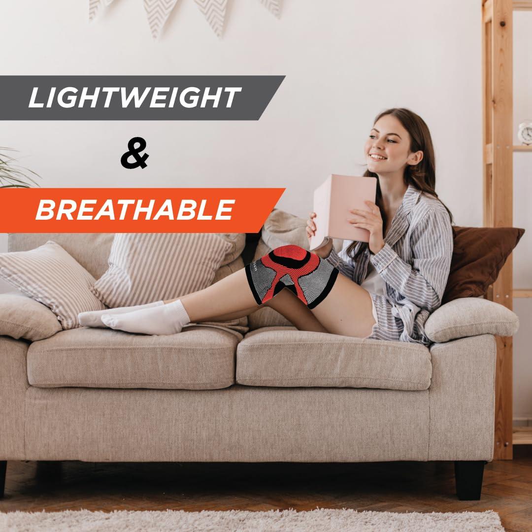 Vissco Vissco 3D Knee Cap (Mild Support), Knee Support for Pain Relief, Knee Injury, Braces for Walking, Running, Gym, Workout, Weightlifting (Single)- Medium (Grey)