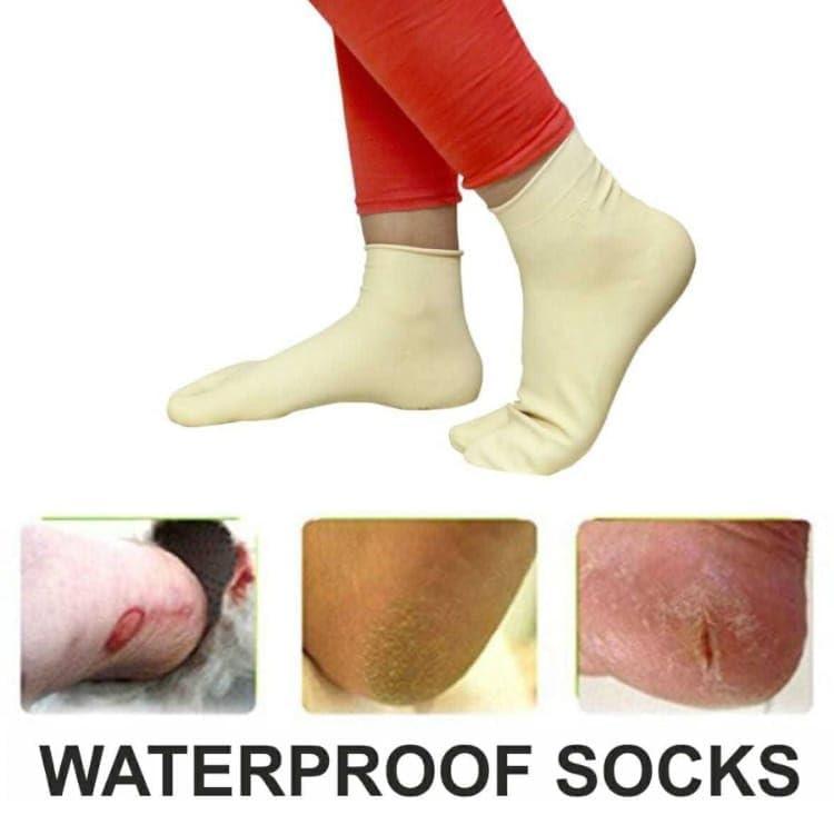 4Mura 4Mura waterproof Rubber Socks, Anti Crack Gel Heel Ankle Length And Foot Protector Moisturizing Socks for Foot Care,Pain Relief for Men And Women(1 PAIR) (SKIN BROWN, LARGE)