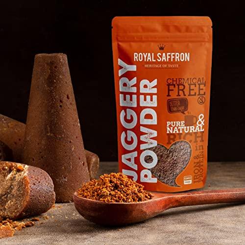 Royal Saffron Royal Saffron Jaggery Powder 500g Desi Gud Powder 100% Pure and Natural Gur Powder Sugarcane Jaggery Powder () Desi Gud Powder 500g