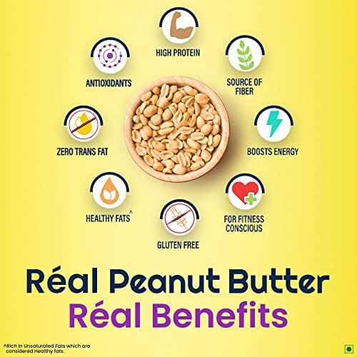 Real Real Health 100% Natural Peanut Butter (Creamy) - 350gm | Unsweetened | High Protein with 10g Protein per serve | For Fitness conscious, gym goers | Zero Trans Fat | Gluten Free | Non-GMO Peanuts