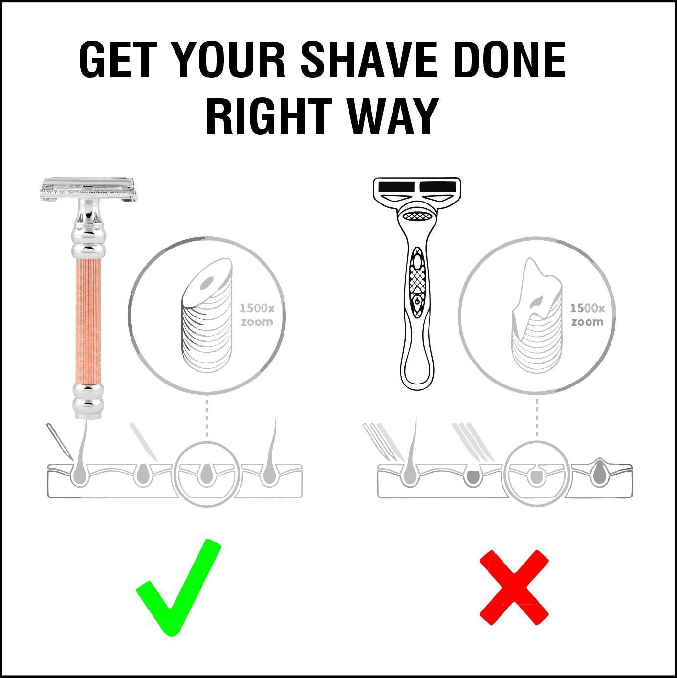 PEARL Pearl Shaving Double Edge Butterfly Safety Razor SBF-11 (Rose Gold) made with Brass Metal - Best Shaving Razor for Men | Classic & Traditional shaving Kit for Men | Premium blade razors | Holi gift options