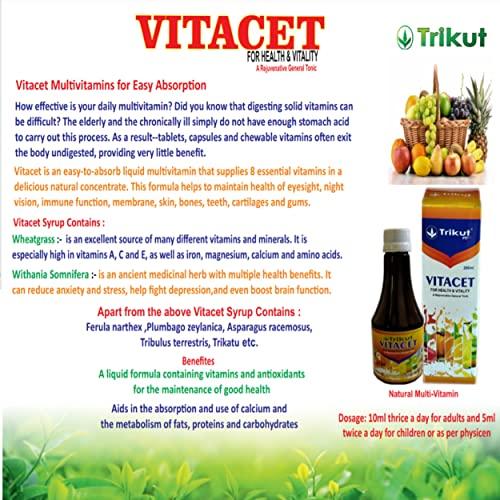 Trikut Herbal Multi Vitamin Syrup | Vitacet Syrup 200ml (Pack of 5)