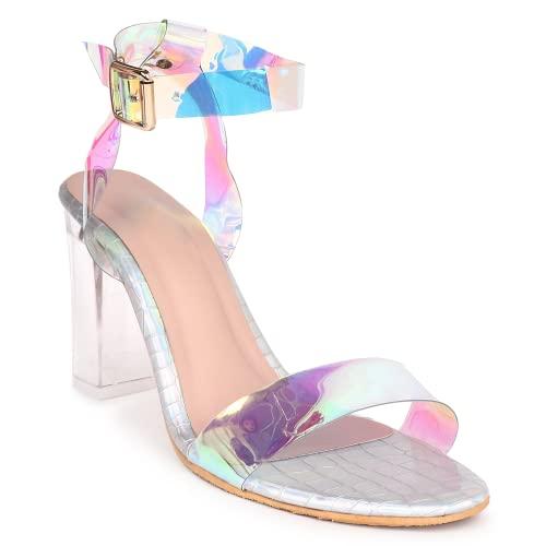 STYLZREPUBLIC STYLZREPUBLIC Rainbow Clear Ankle Strap Chunky Heel