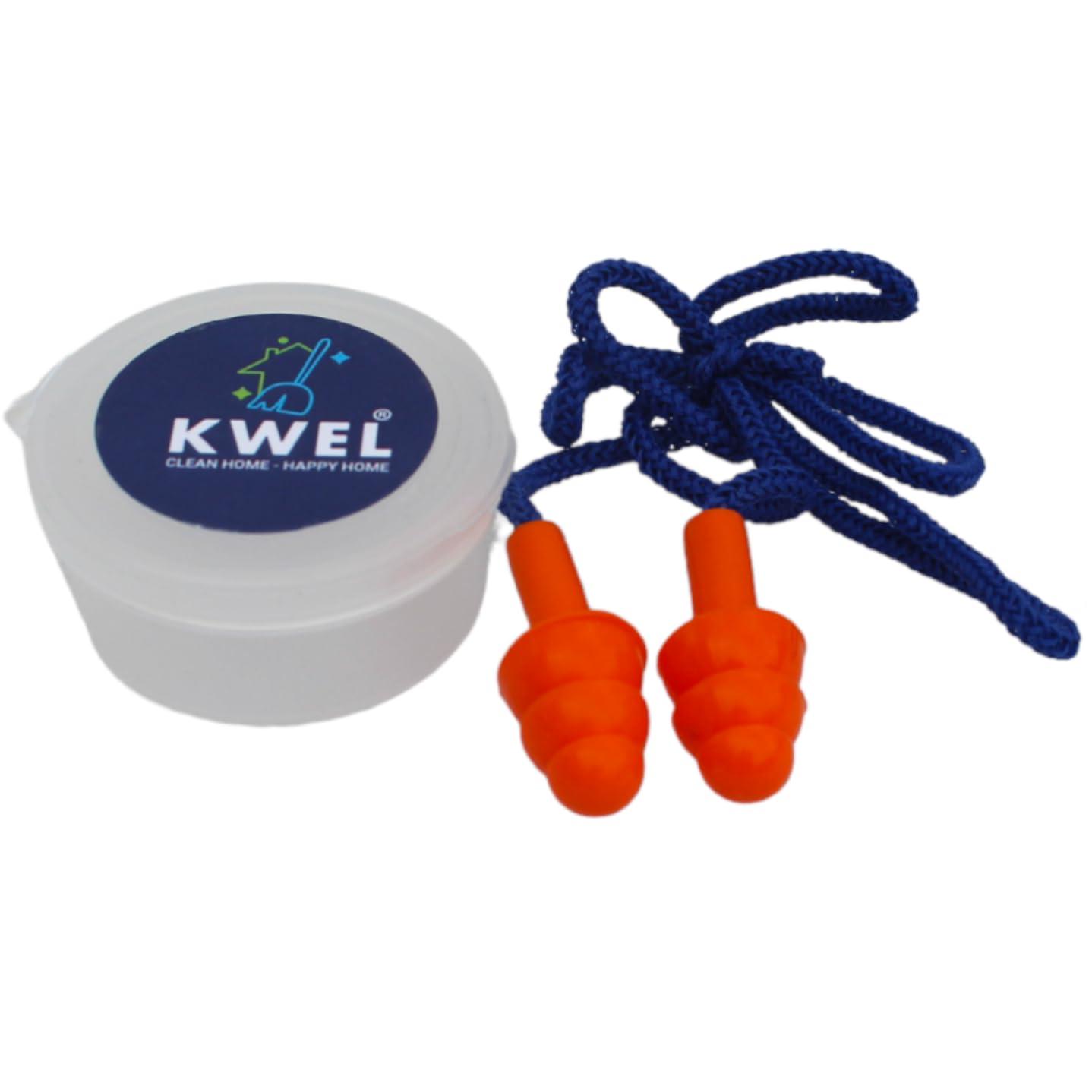 KWEL KWEL Ear Plug Corded, Extra Soft, Reusable Earbuds Noise Cancellation, Soundproof Earplug Use For Underwater, Meditation, Study, Flight Travel, Sleeping, Sound Block Up To 24 Decibel (Pack of 5)
