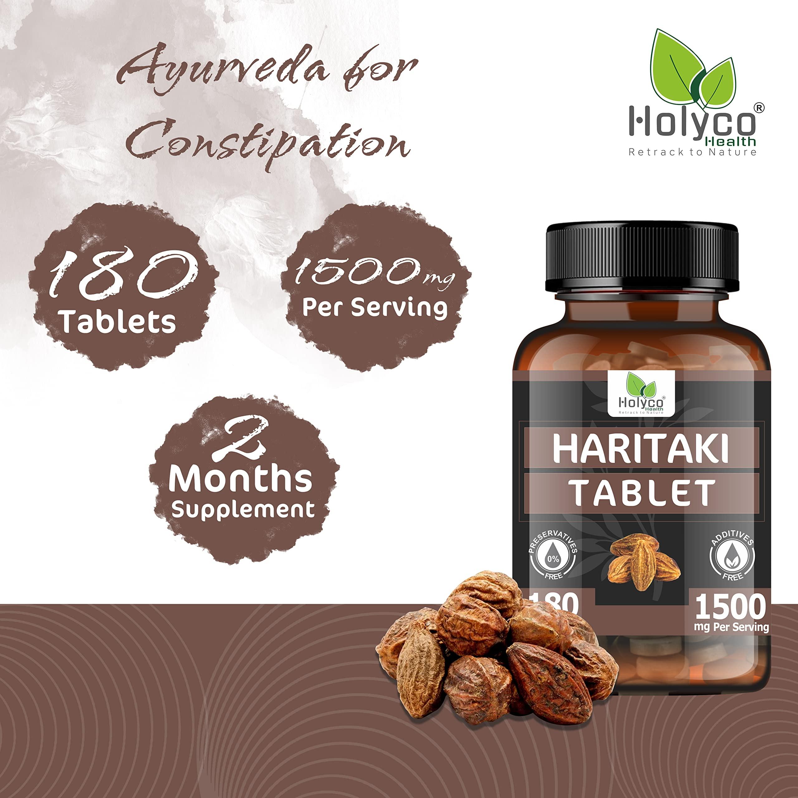 HOLYCO HEALTH - RETRACK TO NATURE Haritaki Tablet -180 Tablets (Pack of 2) | Known as Harde, Harad, Kadukkai, Himaj tablets | Natural, No Additives and Preservatives