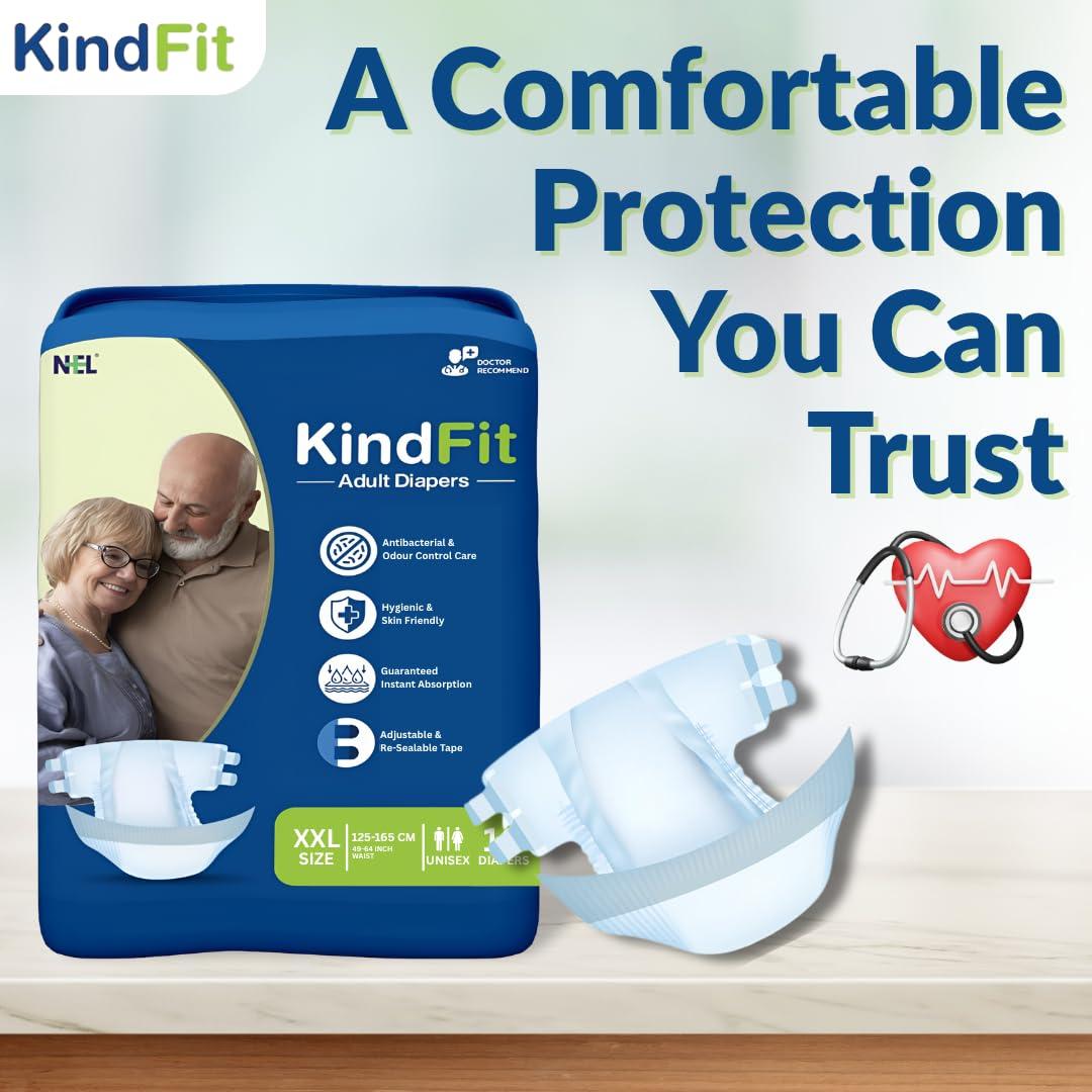 KINDFIT KINDFIT Open Tape Adult Diapers | Size : XXL - 30 Pieces | Pack of 3