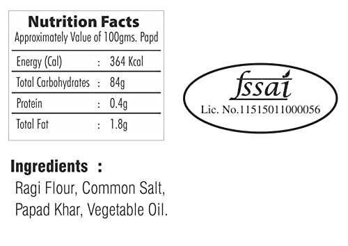 Balasa Balasa Nachni (Ragi) Papad (400 gms Packet) Tasty and Crispy Ragi Papad/Pappadam/Appalam | Fresh and Homemade | 100% Natural Papad