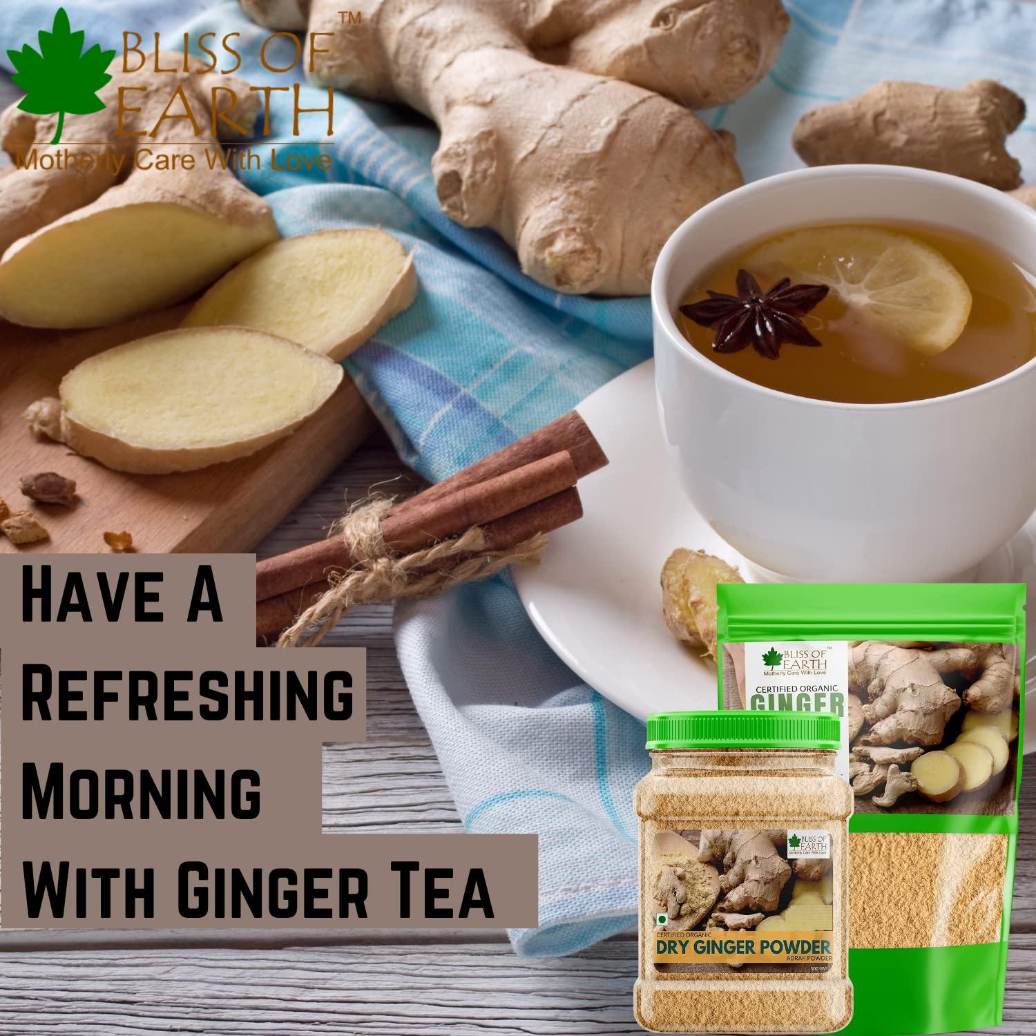 BLISS OF EARTH Bliss of Earth Certified Organic Ginger Powder Dry for Tea & Juice, Pure Antioxidant Super Food, 250GM