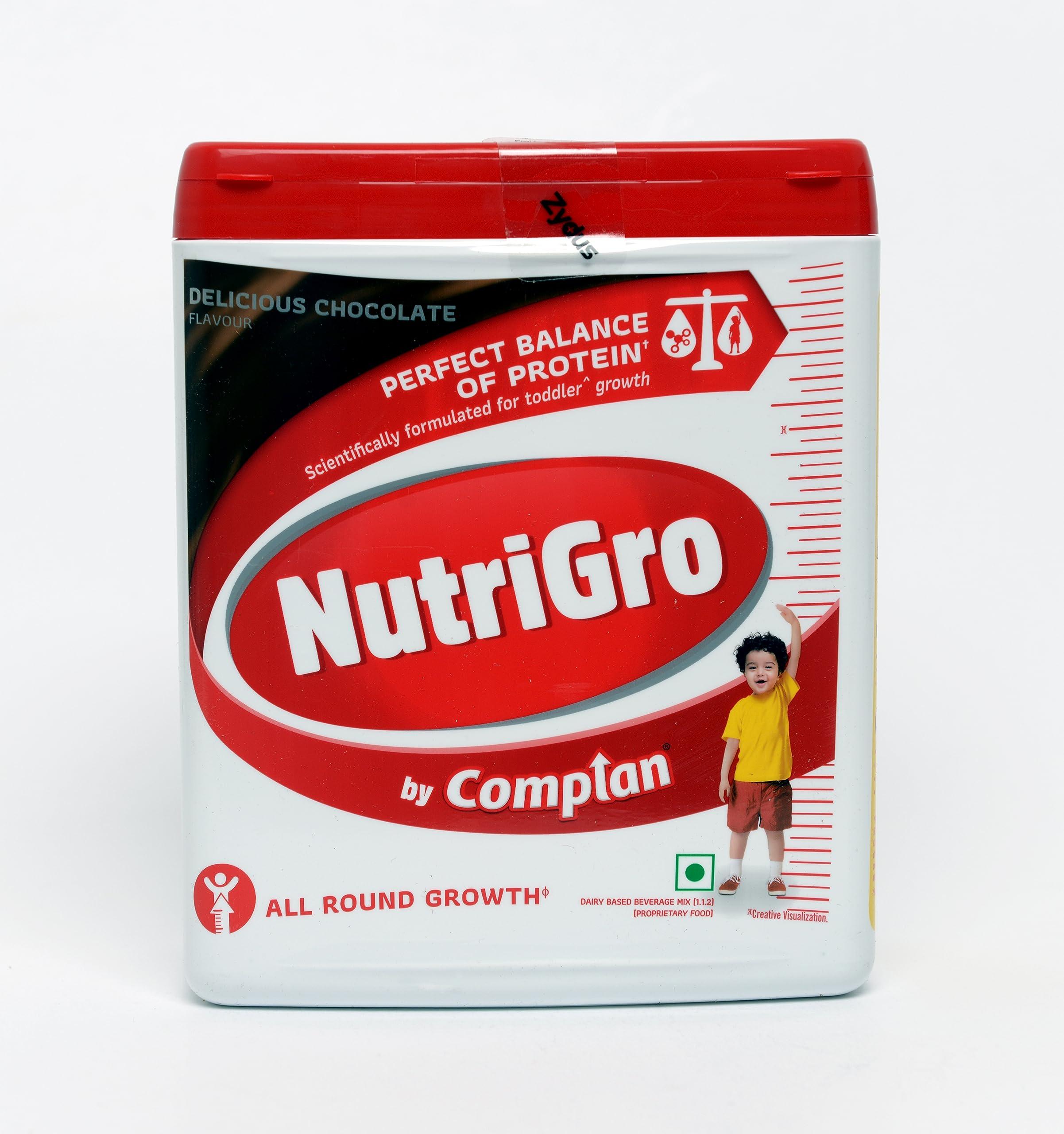 NutriGro By Complan Complan Nutri Gro Nutritious Drink For Kids (2 To 6 Years), Milk Based Drink With 33 Essential Vitamins & Minerals (400G Pack Of 1) - Delicious Chocolate, Powder