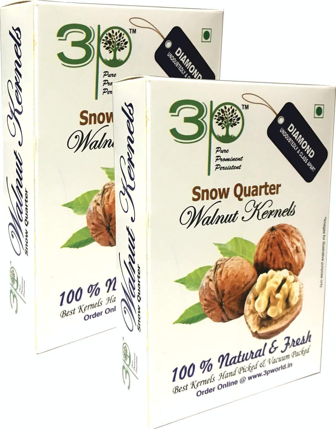 3p 3P Kashmiri Walnut Kernels Without shell Light Quarter Fresh Organic Natural Premium Akhrot giri Walnuts dry fruit 500g (250gm X 2)