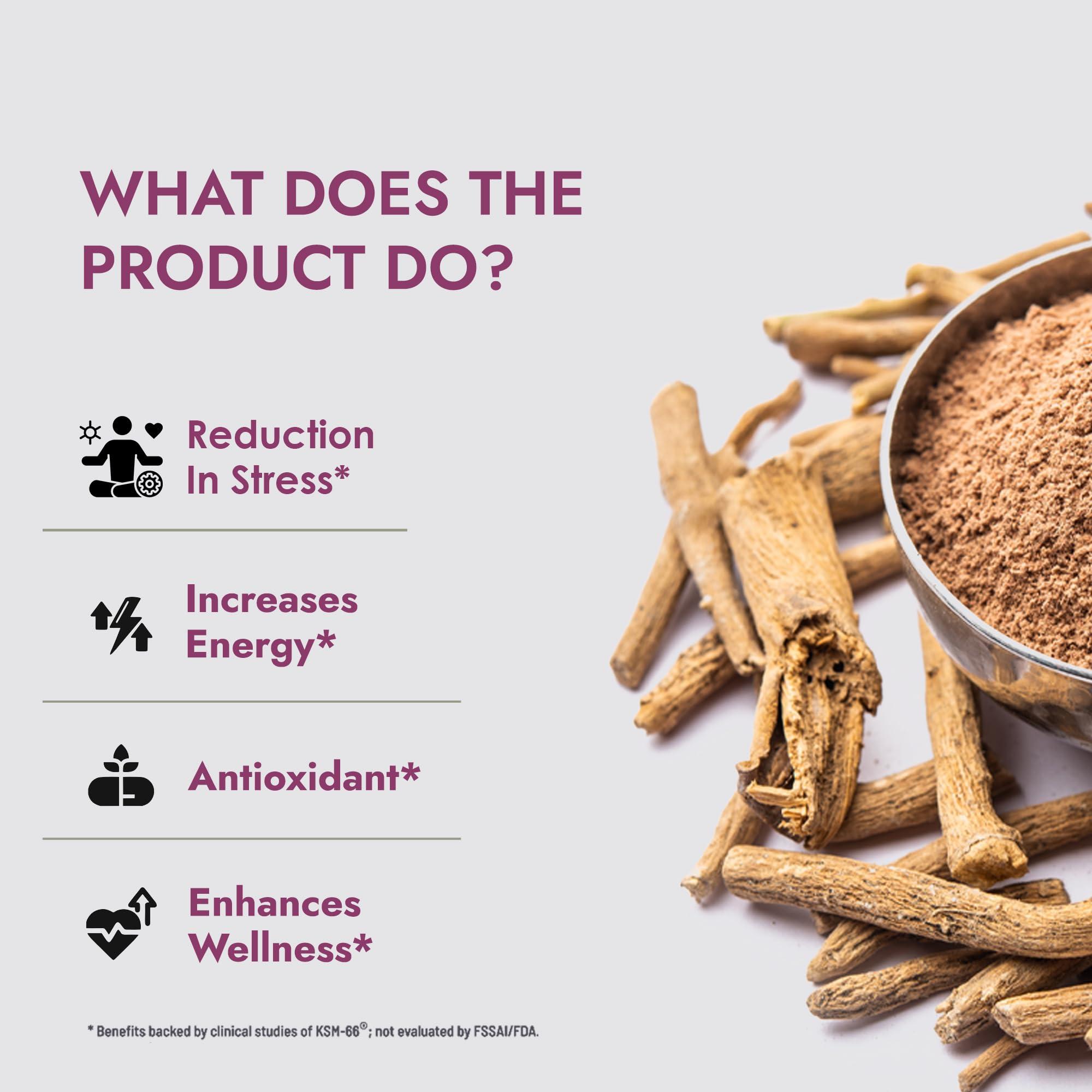 Vedaan Vedaan KSM-66 Ashwagandha for Women - Energy, Stress Relief & Sleep Improvement | Formula for Mood, Focus & Immune Support | Assistance in Hormonal Support - 60 Capsules Pack