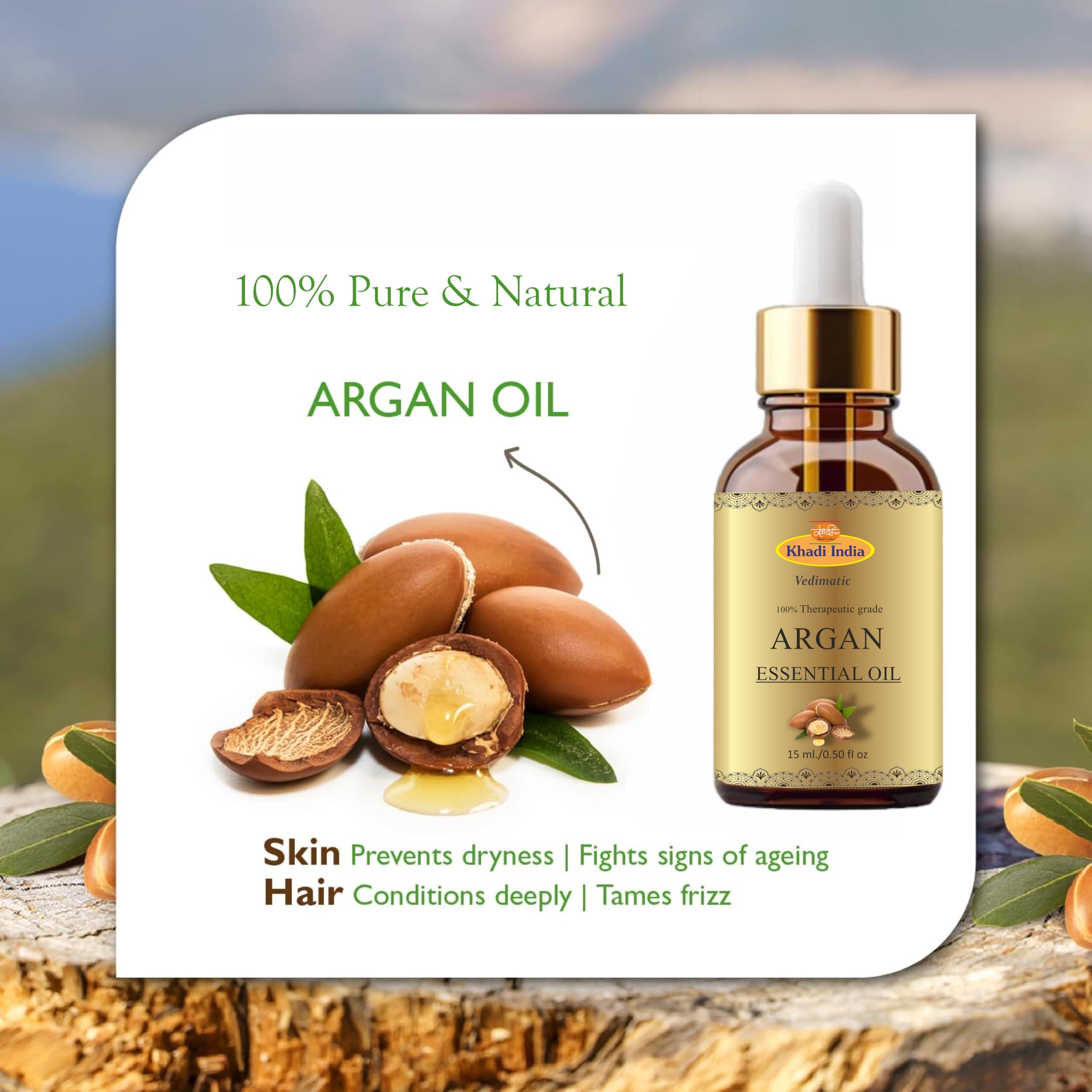 Generic Khadi 100% Pure Herbal Natural Moraccan Argan Oil, Cold Pressed Organic, for Skin, Hair & Anti-Ageing Face Care (Pack Of 1, 15ml., Argan)