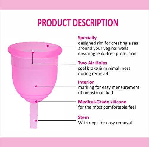 Bildos Bildos Ultra Soft Reusable Menstrual Cup For Women BPA free, Rash free and Odour Free (Medium)
