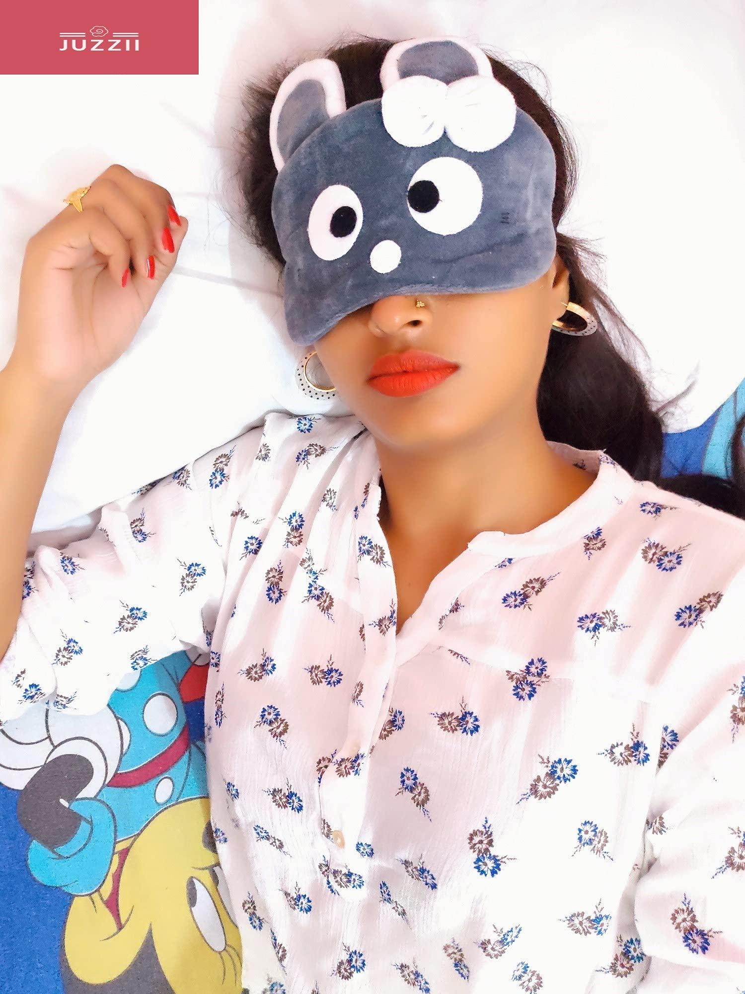 JUZZII JUZZII Soft Velvet Cute Baby Doll Sleeping Eye Mask, Eye Mask for Men Women Girls Kids Boys - ( Grey ) Model-No.51