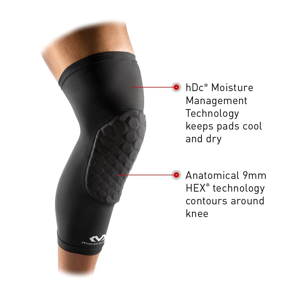 McDavid (YOUTH: YOUTH- ONE SIZE, BLACK) - Knee Compression Sleeves: McDavid Hex Knee Pads Compression Leg Sleeve for Basketball, Volleyball, Weightlifting, and More - Pair of Sleeves