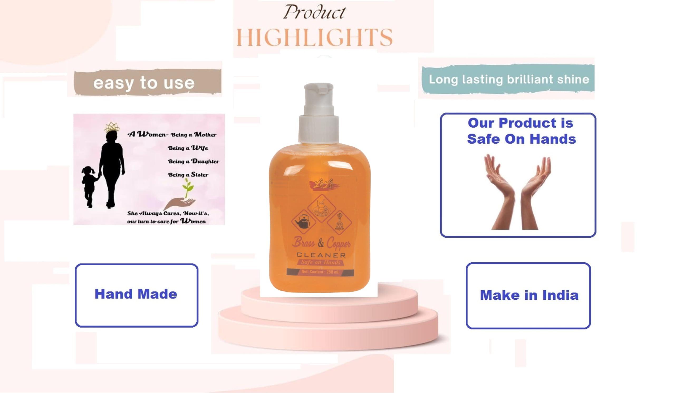 lele Brass and Copper Cleaner,Cleaning Liquid Gel/Tarnish Remover/Antique Cleaner/Safe on Hands/Easy to use Pack of (250ml)