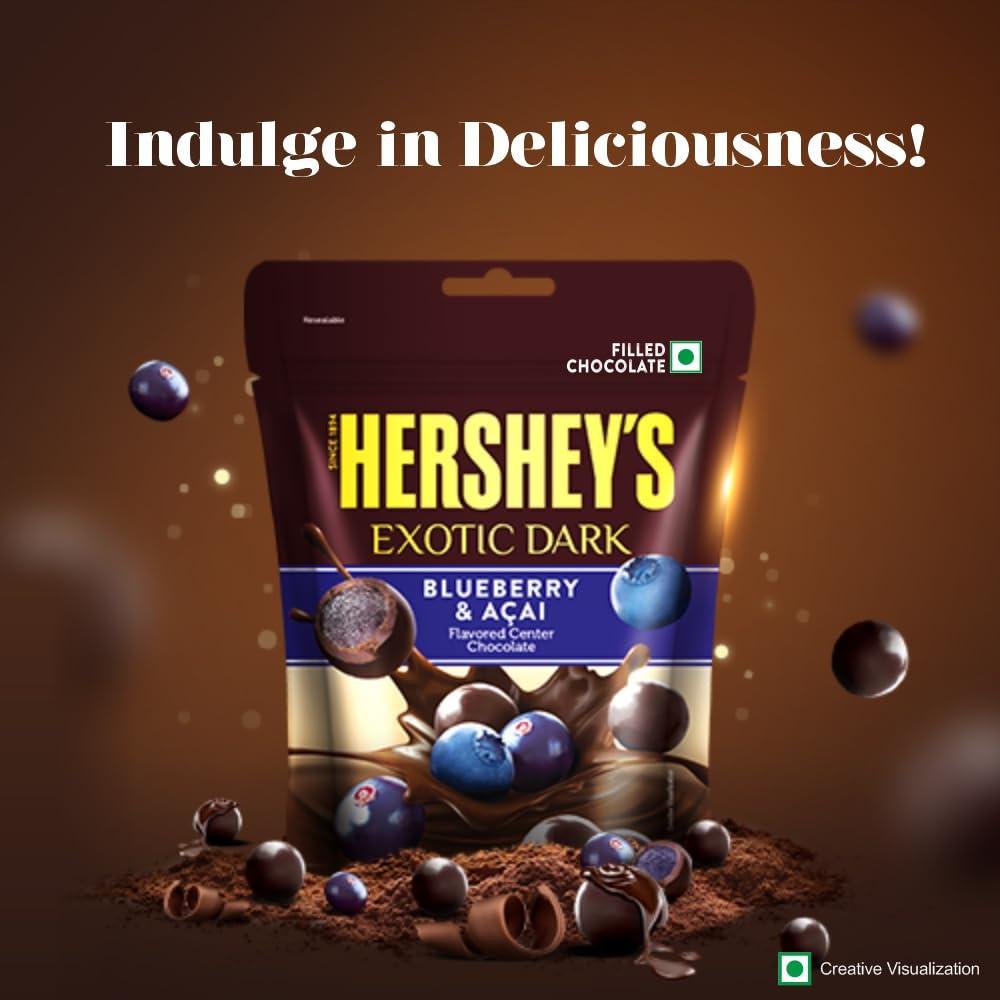 HERSHEY'S HERSHEY\'S Exotic Dark Blueberry & Acai Flavor| Dark Cocoa Rich Chocolates 100 G - Pack of 2 - 200 Gm