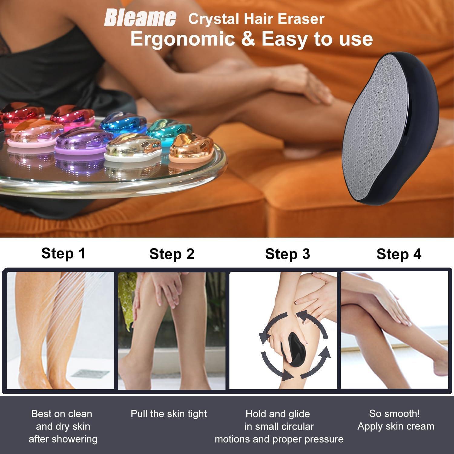 Bleame Bleame Crystal Hair Eraser, Bleame Crystal Hair Remover, for Men & Women Arms Legs Back, Fast & Easy Exfoliate, Soft Smooth Silky Skin, Apply To Any Part Of The Body (Purple) (Black)