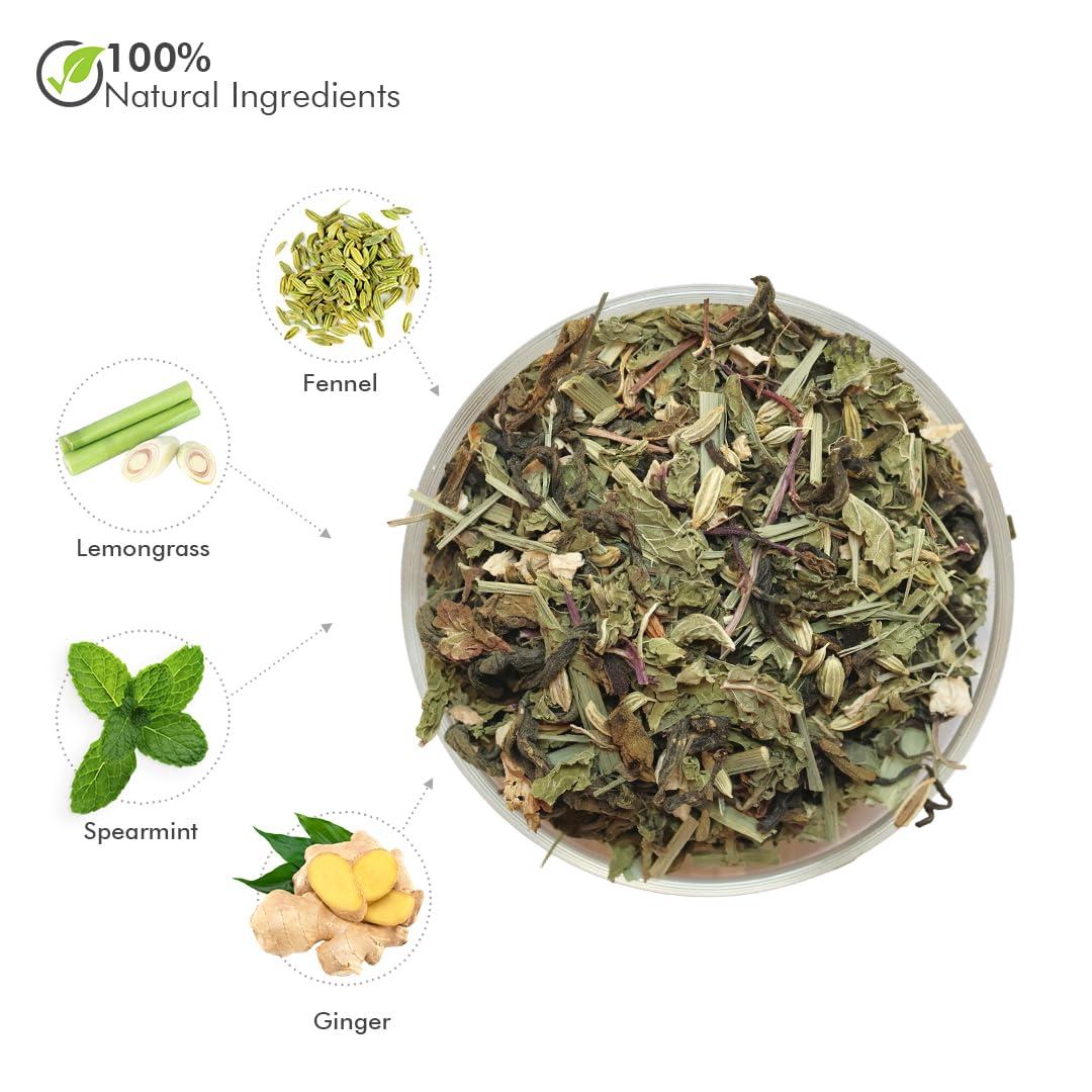 Celeste Celeste Green Tea SOULFUL TANGO Premium Whole Leaf, 100% Natural Ingredients Spearmint, Ginger, Lemongrass, Fennel and Green Tea, 50gm - 20 Cups