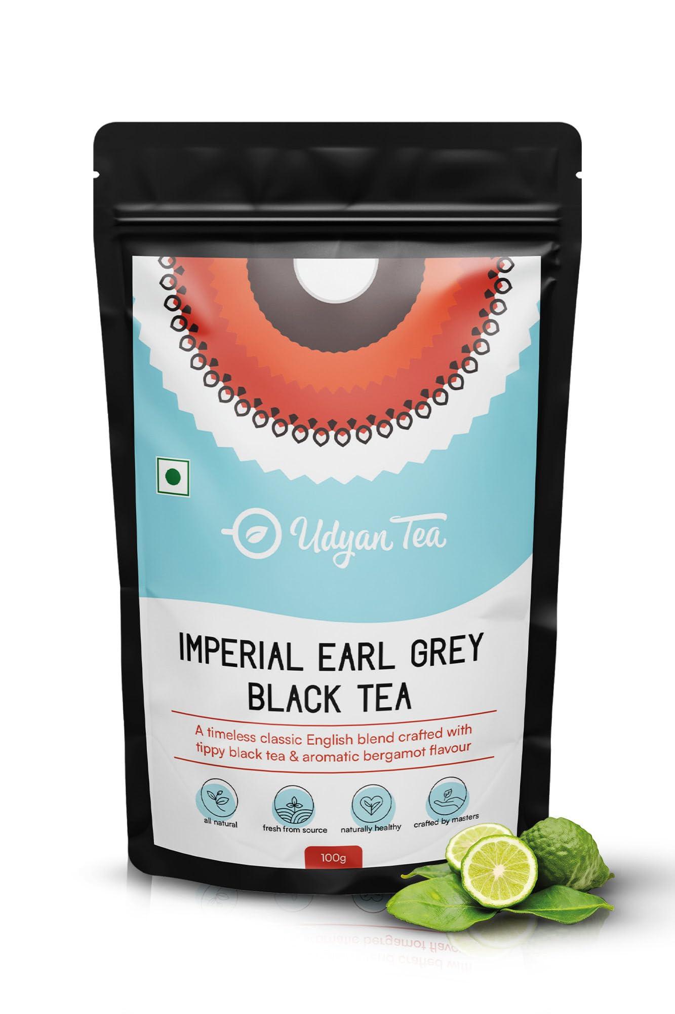 Udyan Tea Udyan Tea Imperial Earl Grey Black Tea, 100g (40 Cups) | Energises & Reduces Fatigue and Stress