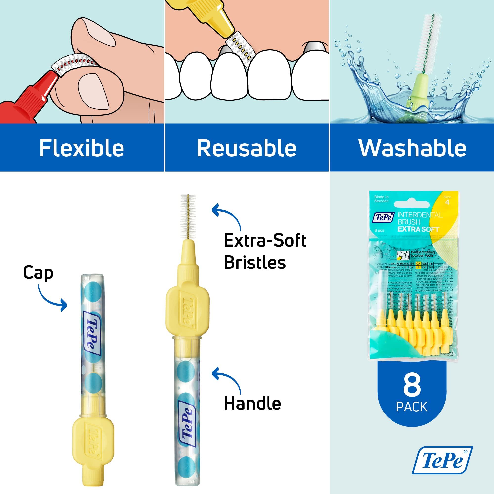 Tepe Tepe Interdental Brush, Lt Yellow X Soft 0.7mm (8 Pieces/Packet)