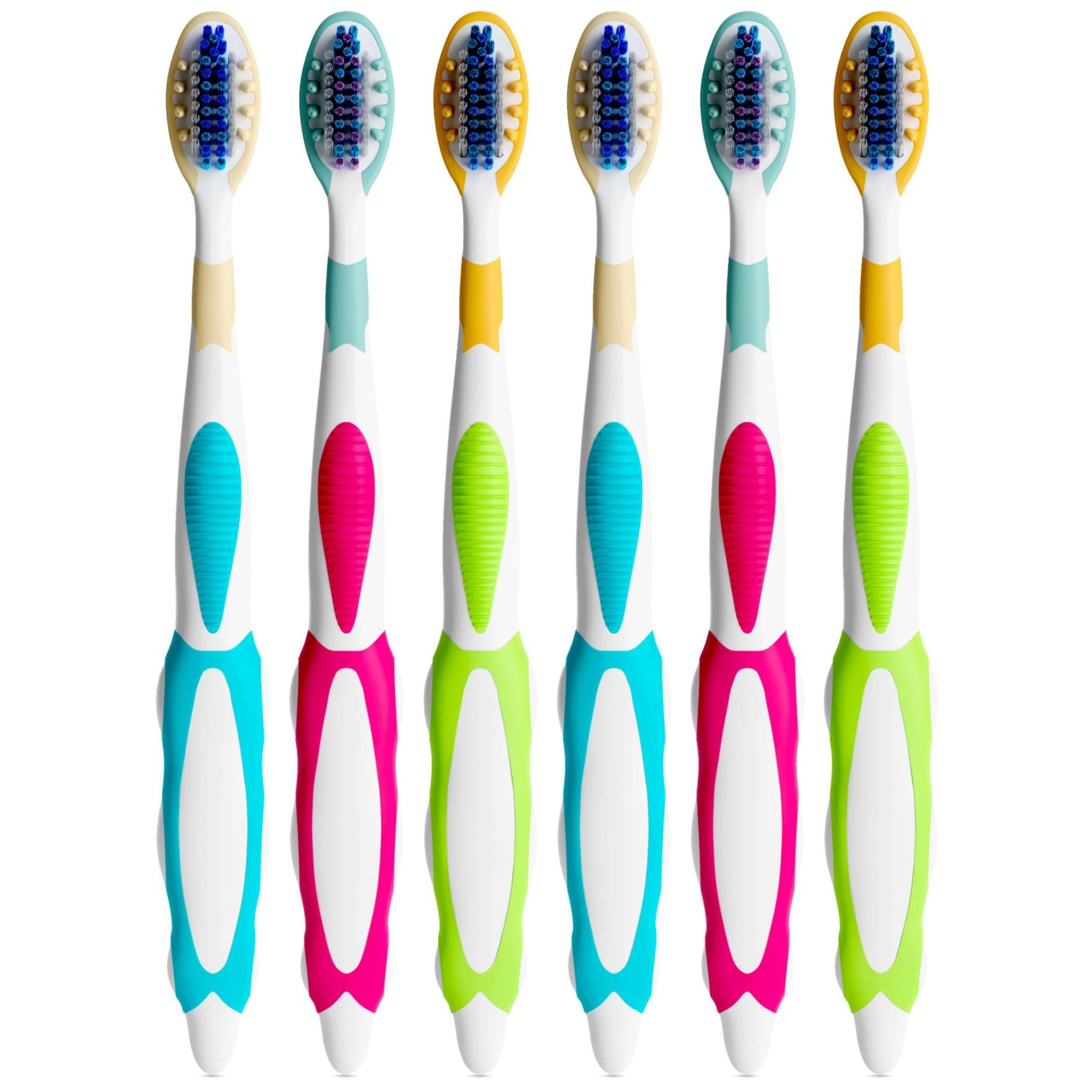 Blasting Health Reusable Toothbrushes, Individually Wrapped Medium Soft Standard Classic Brushes with Nylon Bristles for Dental Health, Oral Hygiene Tooth Care - 6 Pack by Blasting Health