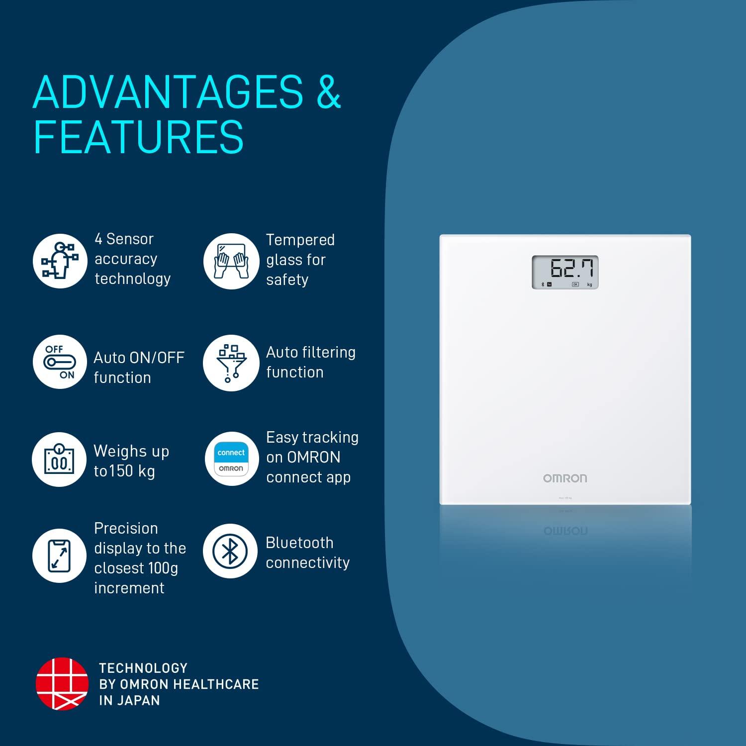 Omron Omron HN 300T Ultra Thin Bluetooth Enabled Automatic Personal Digital Weight Scale