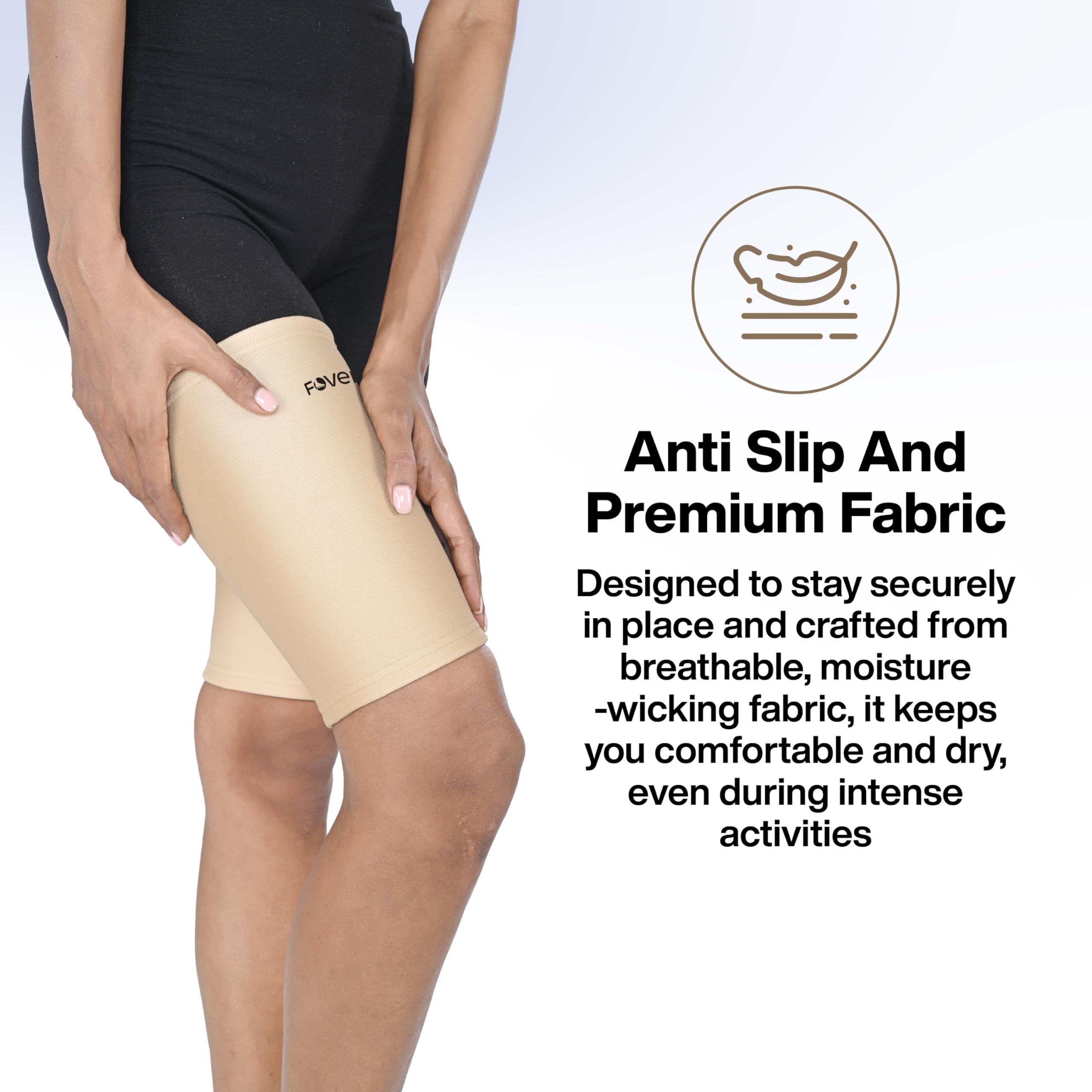 FOVERA FOVERA Thigh Support,Thigh Compression Sleeve for Quad and Hamstring Support for Men and Women (Size - M, 1 Pair)