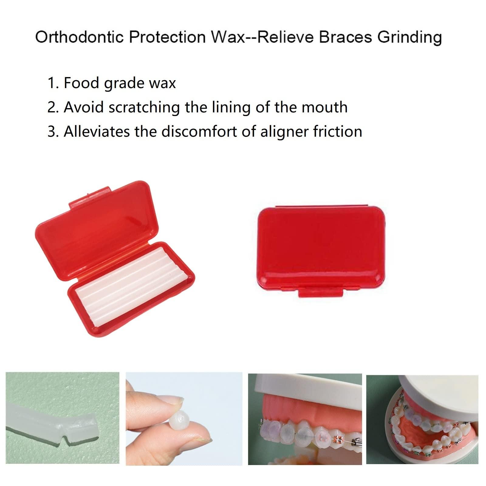 YOUYA DENTAL Boxed Portable Orthodontic Care Kit Orthodontic Toothbrush Kit for Braces for Orthodontic Patient Travel Oral Care Kit Dental Travel Kit Interdental Brush Dental Wax Dental Floss (8 Pcs/Pack)-Red