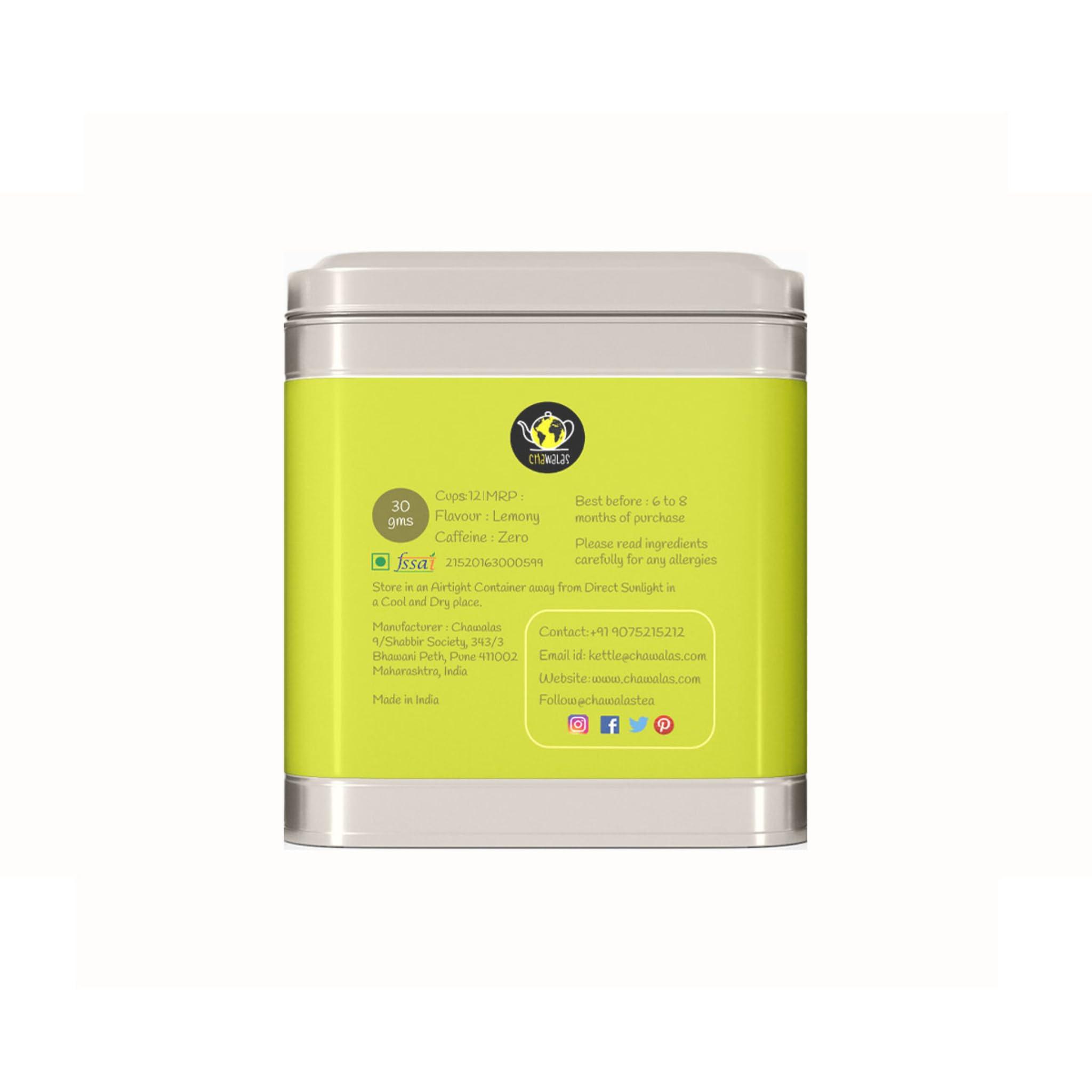 Chawalas Chawalas Tea |Valentine\'s Day - You\'re the Zest(Ginger Lemon Tea) |Herbal Tissane |Tea Gift For Him and Her |Caffiene Free Infusion |Tin 30gms (12 cups)