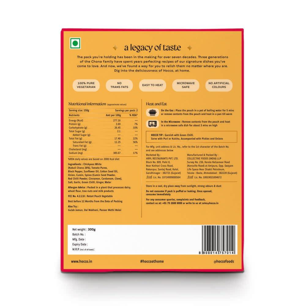 HOCCO HOCCO Chana Masala Sabji Ready to Eat Pack of 6 | Just Heat and Eat |Ready Indian food | No Added Preservative and Colours |Meal Ready in 5 Minutes_Serves 2 (300gm)