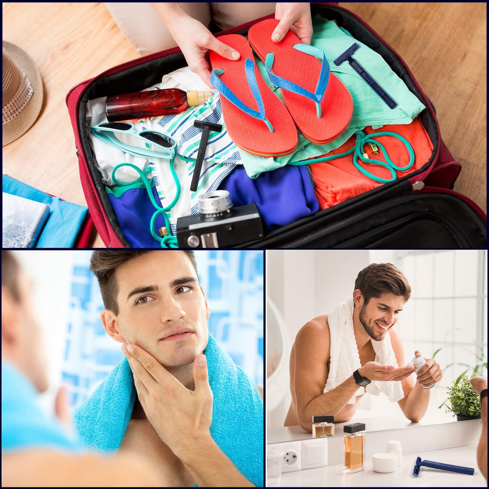 Chumia 30 Pieces Disposable Razors Bulk Individually Wrapped Disposable Safety Razor Twin Blade Razors with Clear Safety Cap for Travel Hotels Motels Beauty Salons Homes