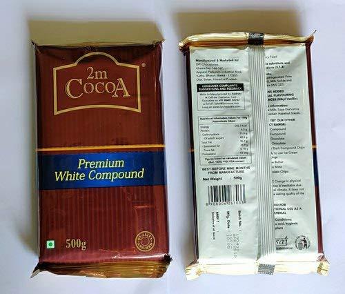 Aromatic 2M Cocoa Premium White Compound Chocolate Slab for Baking/Cakes/Pastries and Much More-500gm