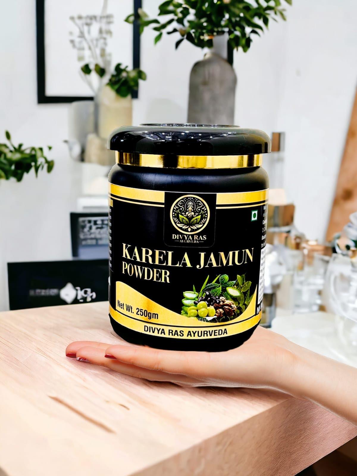 Veloce Herbals Pvt. Ltd. DIVYA RAS AYURVEDA Karela Jamun Powder With 18 Potent Herbs Helps Regulate Sugar Management -Pack of 250 Gm Jar