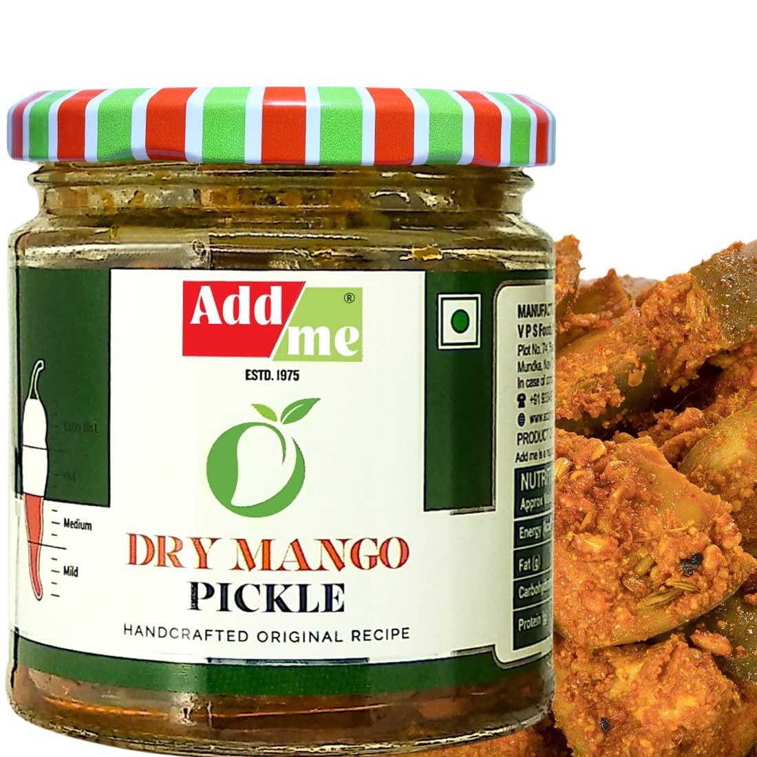 Add me Add me Mixed Supreme Pickle 200gm, Dry Mango Pickle, sukha North Indian aam ka achar 150gm Mix Combo Gift Pack Glass Jar