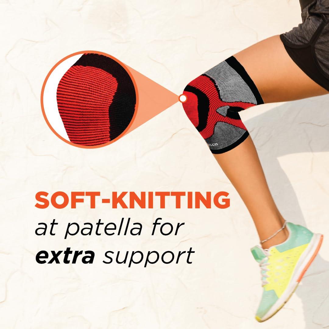 Vissco Vissco 3D Knee Cap (Mild Support), Knee Support for Pain Relief, Knee Injury, Braces for Walking, Running, Gym, Workout, Weightlifting (Single)- Medium (Grey)