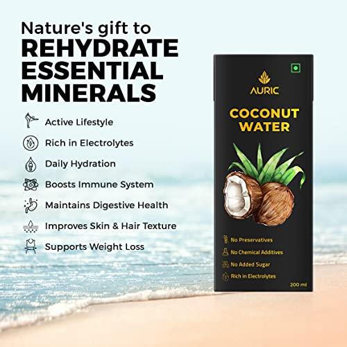 Auric Auric Tender Coconut Water Energy Drink - No Added Sugar | Not from Concentrate | Natural Energizer | Direct from Tamil Nadu | Safe Hygienic Packaging (Pack of 27))