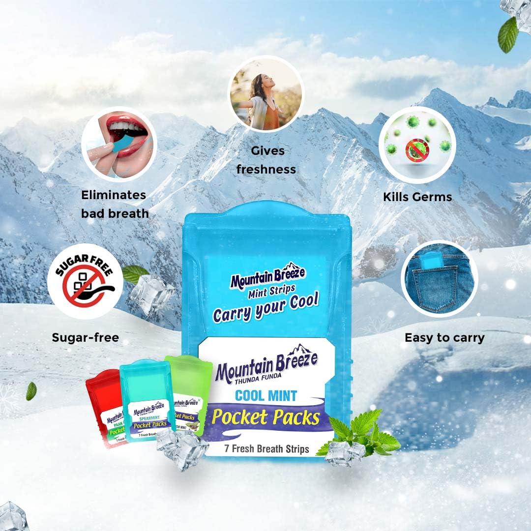 Mountain Breeze Mountain Breeze Oral Hygiene Mouth Freshener Sugar Free Coolmint Flavoured Breath Strips (18 Strips each Cassatte) - Pack of 1(12 Cassette).
