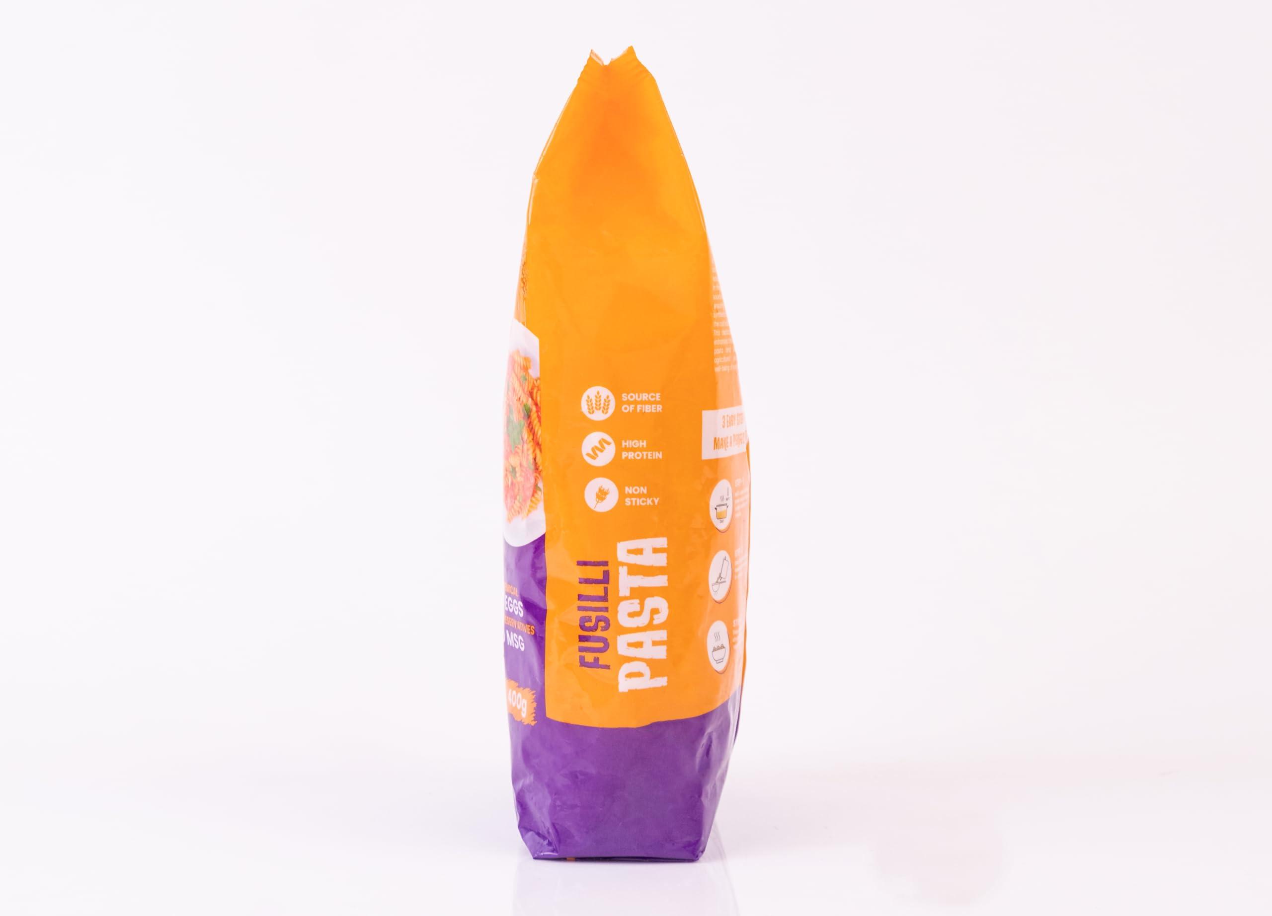 The Saucy Spoon The Saucy Spoon - Combo Penne & Fusilli Pasta | 100% Durum Wheat Low in Calories Healthy Cooked | No Chemical & Preservatives | Quality Ingredients High Protein & Fibre Vegan - 400g x 2