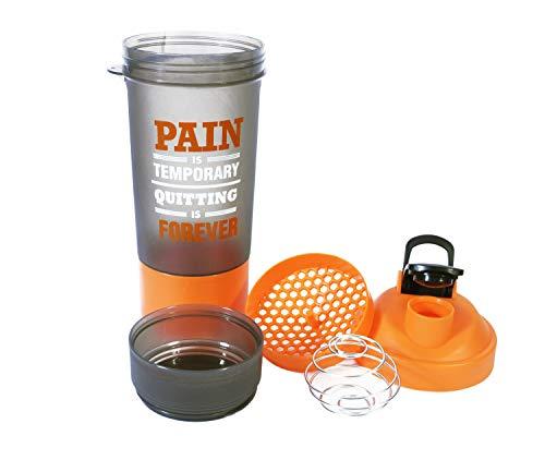 KAANTA CHAMUCH Protein Shaker Blender Bottle for Whey Protein Mix, Gym Water Bottle with Stainless Steel Blender Ball,with Extra Compartment, 100% Leakproof Guarantee, BPA Free Material 750 ML Multicolor